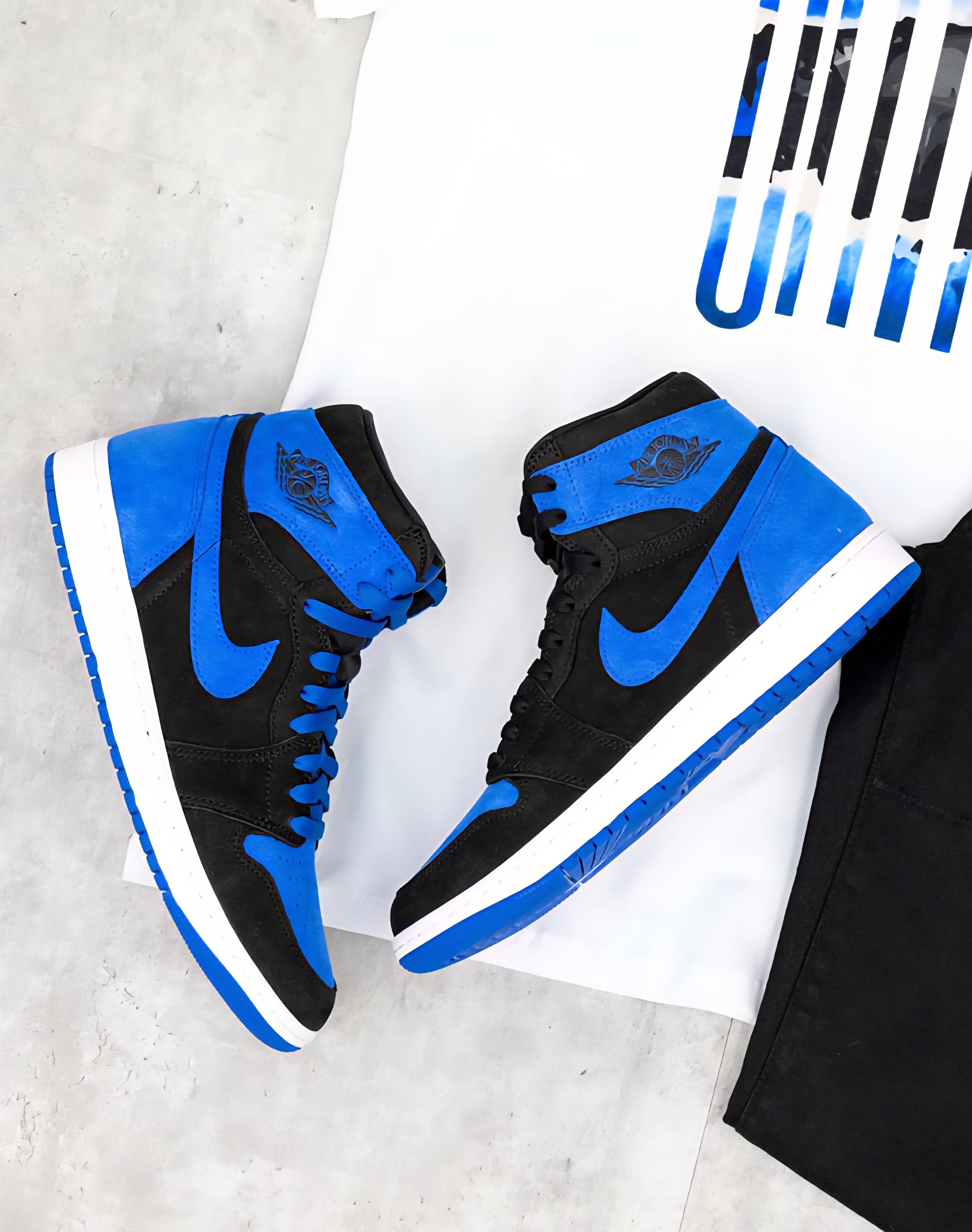 کتونی جردن وان مردانه مشکی ابی نایک مدل Air Jordan 1High Black Blue