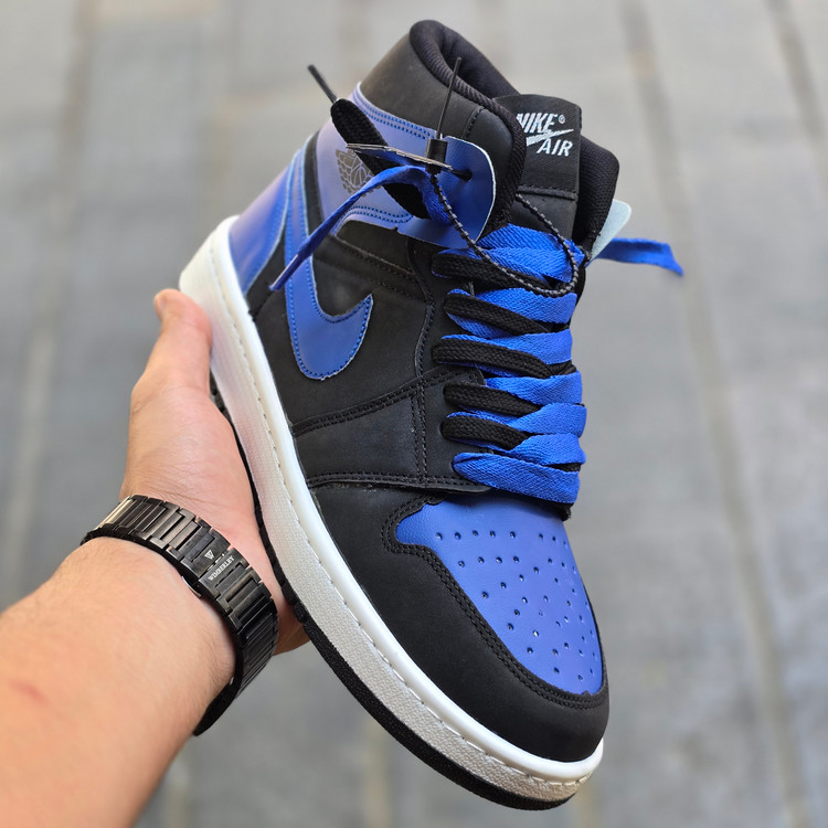 کتونی جردن وان زنانه مشکی ابی نایک مدل Air Jordan 1High Black Blue