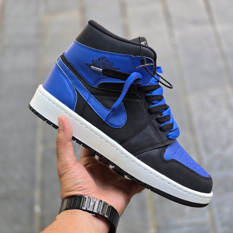 کتونی جردن وان زنانه مشکی ابی نایک مدل Air Jordan 1High Black Blue